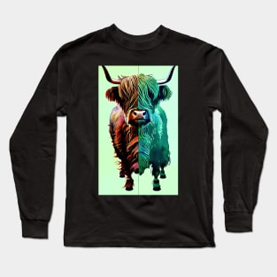 Trippy Highland Cow Long Sleeve T-Shirt